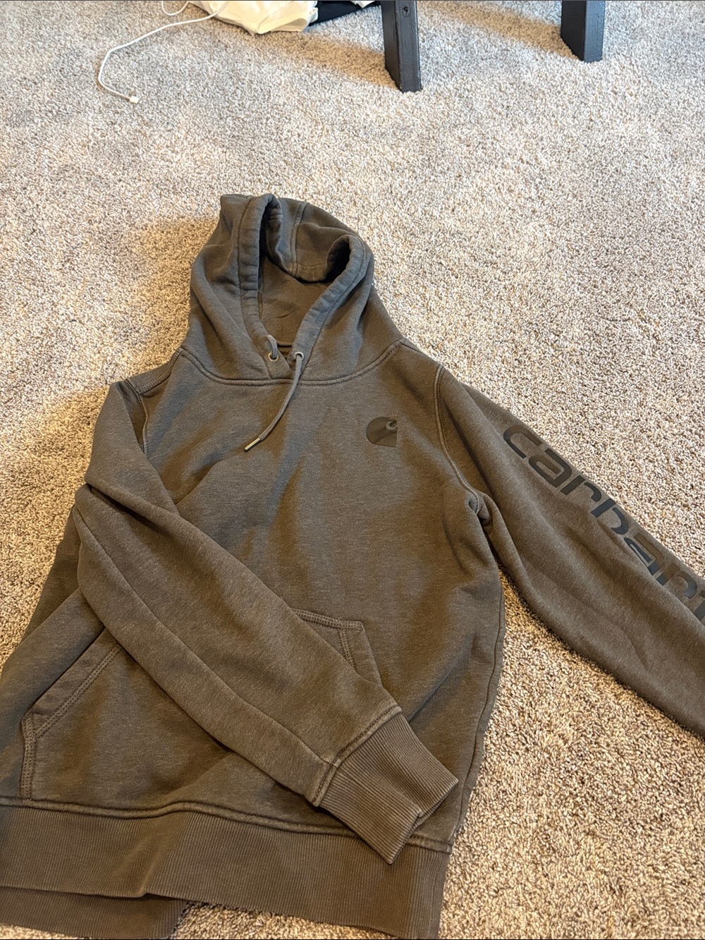 Carhartt Dark Grey Hoodie with Sleeve Logo